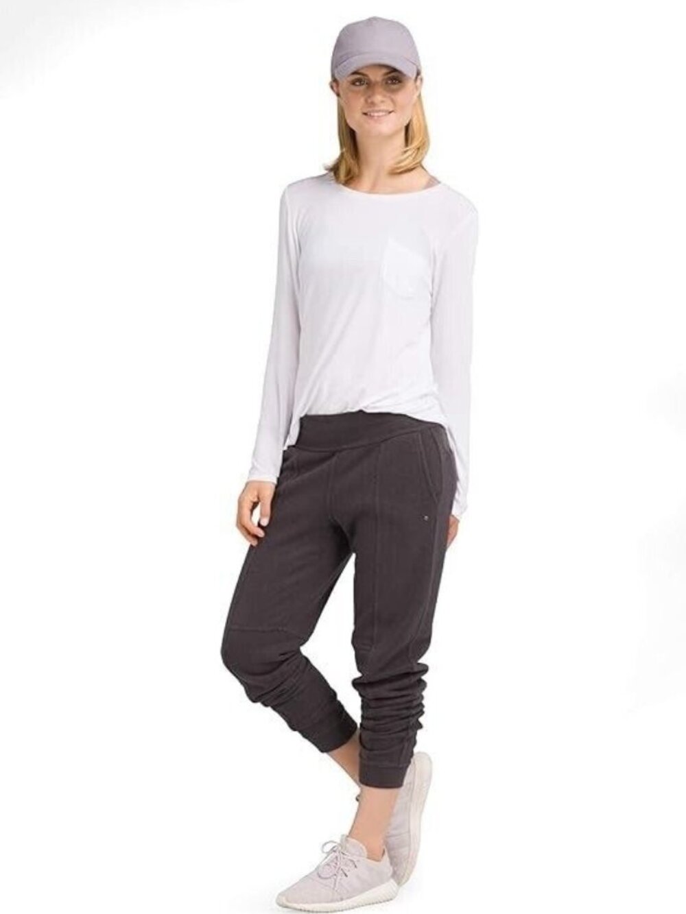 prAna Foundation Long Sleeve Crew Neck Top Tunic Lightweight Modal White Tee M